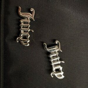 2 Juicy Couture Script Pendant/Slide/Shoelace Charm Silver Tone No chain 1.5”